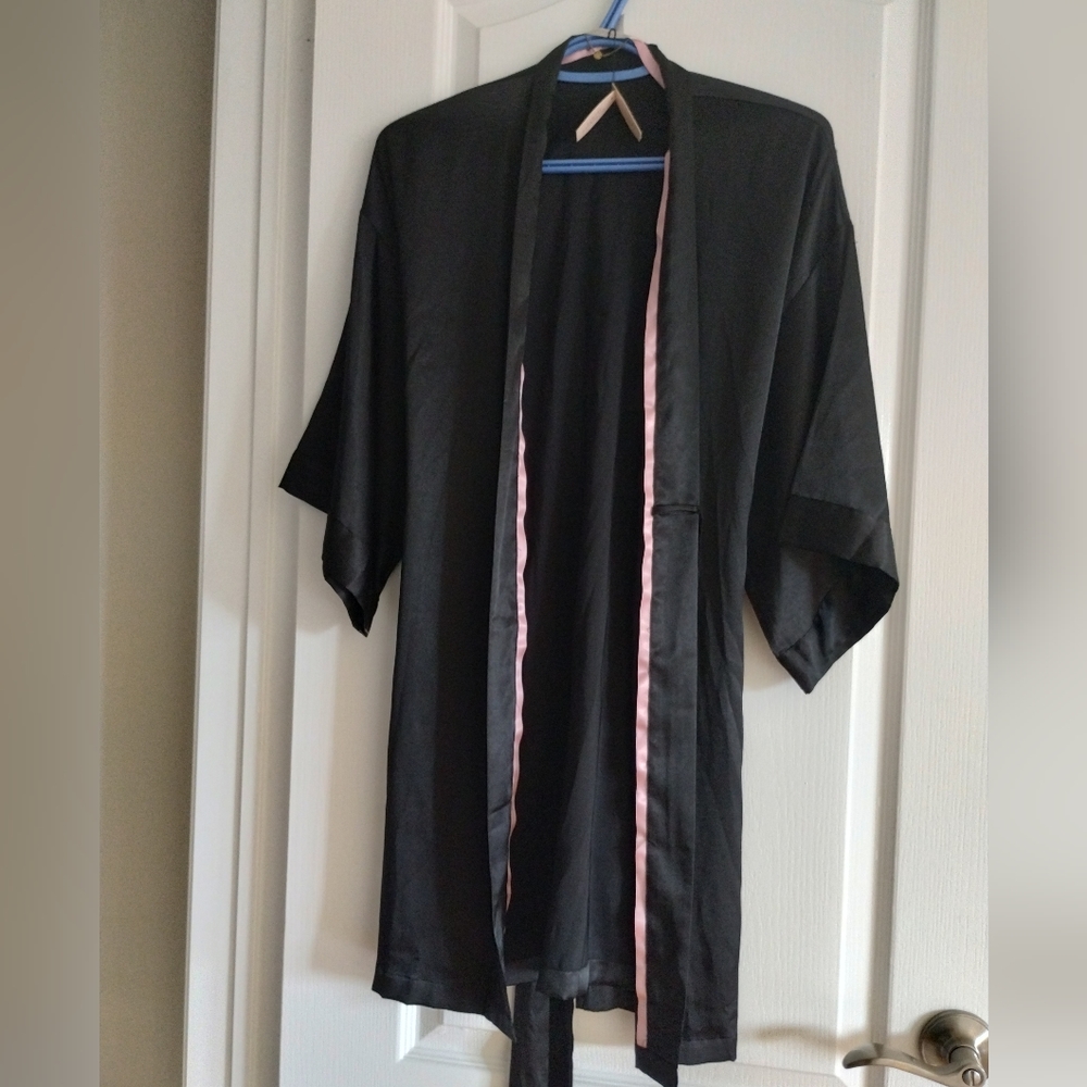 Victoria's secret black satin kimono robe